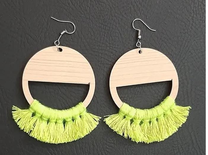 Crochet Hoop Earrings with Half Hollow Design