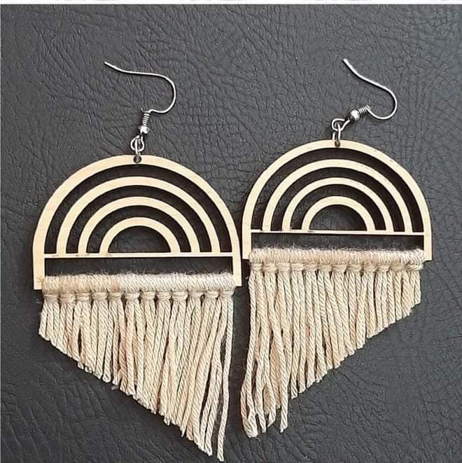 crochet earrings with distinctive shape