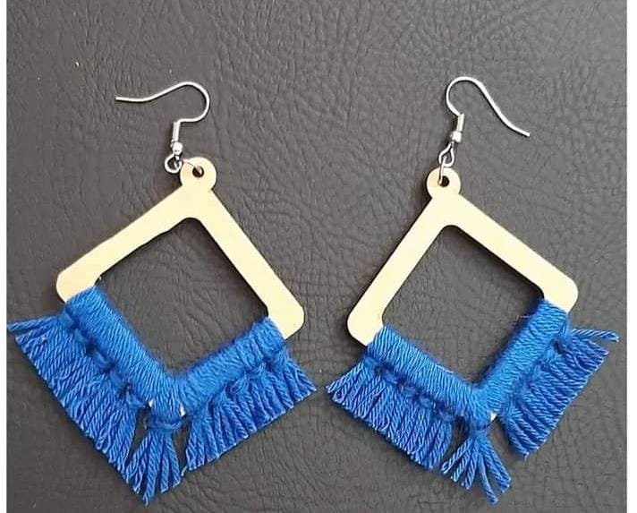 Crochet Earrings in Diamond Shape