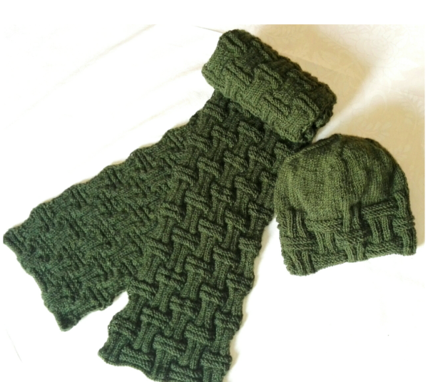 Winter hat and scarf set, crocheted with soft wool yarn